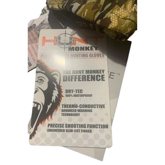 HUNT MONKEY Brown + Black Camo Apex Dry-Tec Performance Gloves NWT Various Sizes - Picture 5 of 6